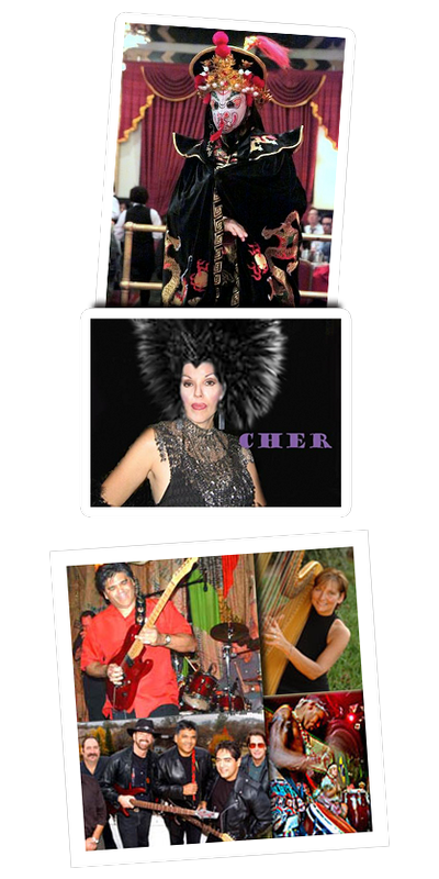 Cher tribute performer and live band musicians